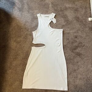 Abercrombie & Fitch Cream Bodycon Dress Sleeveless Crew Neck